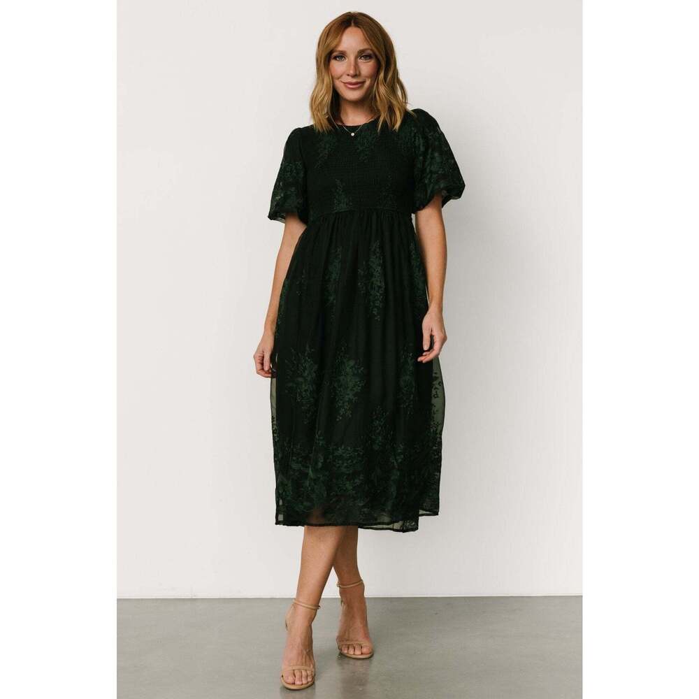 NWT Baltic Born Corrine Embroidered Midi Dress | Emerald Size M
